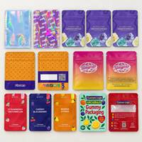 Sacs en Mylar holographiques refermables avec fenêtre, personnalisables avec logo, en plastique, anti-odeur, pour emballage de 3,5g, avec fermeture éclair Ziplock