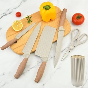 Juego de Cuchillos de Cocina de 6 Piezas, Color Caqui, Antiadherentes, Elegantes, de Acero Inoxidable, con Bloque Universal - Product Image 4