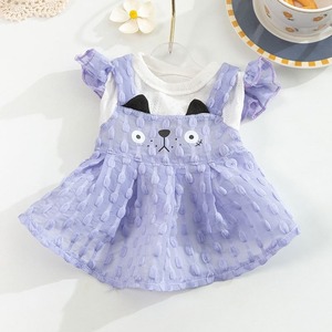 Vestido para mascotas de primavera y verano, estilo princesa, con estampado completo de fresas, para cachorros y gatos, de dos patas, con correa de tracción, estilo Teddy. - Product Image 5