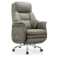 Chaise de bureau ergonomique contemporaine électrique à hauteur réglable en cuir véritable pour le bureau, l'hôtel et la maison