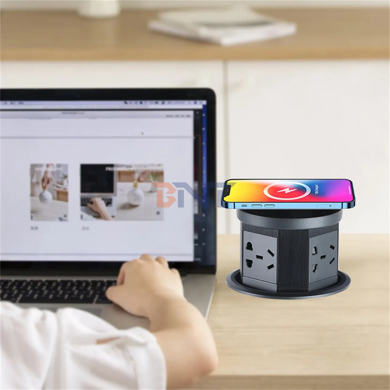 BNT UK-Steckdose Dual-USB-Küchen-Popup-Buchse Drücken Sie die Popup-Druckluft buchse. Benutzer definierte Konfiguration Desktop-Popup-Buchse