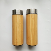 Bouteille d'eau isotherme en bambou avec logo gravé au laser, en acier inoxydable, anti-fuite, sans BPA, avec infuseur à thé, best-seller