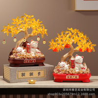 Nouveau chinois chat chanceux ornement salon bureau fortune arbre avant caisse page chanceux décoration ouverture cadeau