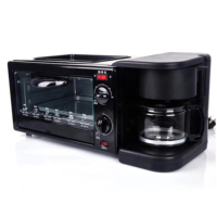Machine à petit-déjeuner électrique 3-en-1 grande capacité 9L avec cafetière et four grille-pain pour usage domestique – En stock