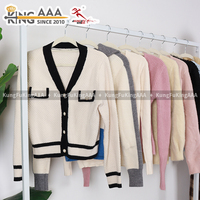 Harga Grosir Cardigan Crewneck Bekas Wanita Sweater Vintage Bekas Wanita Kasual Kantor Kerja Rajutan Lembut Pakaian Sehari-hari Atasan Original
