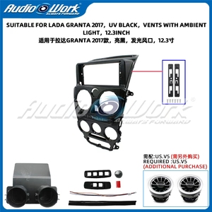 Marco de Radio para Coche LADA GRANTA 2017 NEGRO UV con Ventilaciones y Luz Ambiental 12.3 Pulgadas, Marco de Audio para Coche, Marco de DVD para Coche - Product Image 4