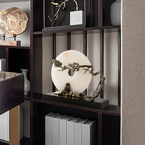 Chinesischer Jade-Scheiben-Ornament mit Kiefern- und Bergskulptur, Zen-Dekoration für Zuhause, Wohnzimmer und Büro - Product Image 5