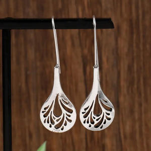 Elegant 925 Silver <b>Stud</b> <b>Earrings</b> Women's Minimalist Plant Design White Gold Color Everyday Wear <b>Fine</b> Jewelry - Product Image 5