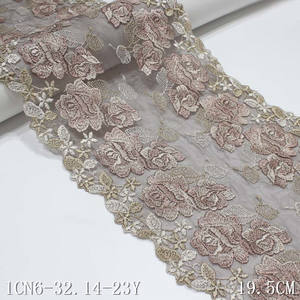 Lebar 20 Cm Bunga Mawar Poliester 3 D Kain Potong Renda Bordir Lembut 2 Warna untuk Pakaian Dalam Pakaian Formal - Product Image 4