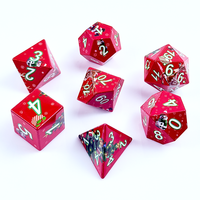 Juego de 7 dados acrílicos para regalo de Navidad, dados con números en blanco y verde con bordes afilados para juegos de DND y fiestas navideñas, venta al por mayor con MOQ bajo