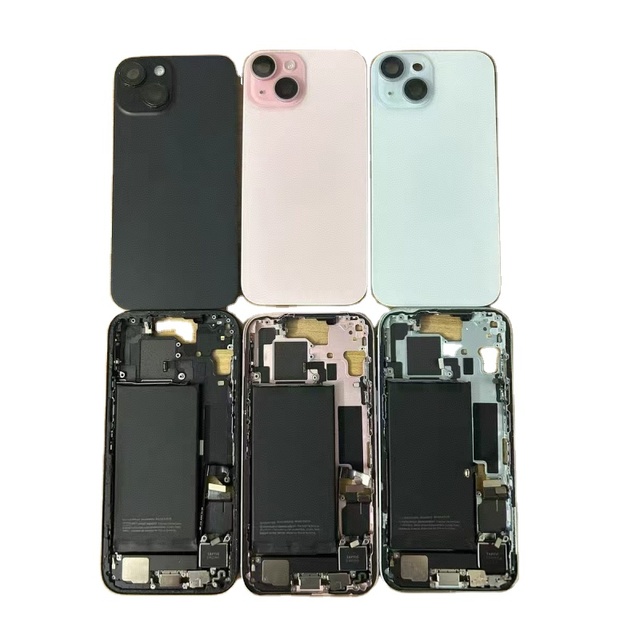 Wholesale 100% AA Quality Glass Frame Bezel Back Cover Housing for iPhone 15 15Plus 15P Mobile Factory OEM GLASS