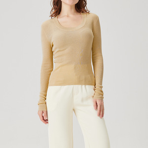 Maglietta a U in Seta e <span class=keywords><strong>Lino</strong></span> Nuova Collezione 2026 per <span class=keywords><strong>Donna</strong></span>, Ideale per Primavera ed Estate, Disponibile in Magazzino - Product Image 2