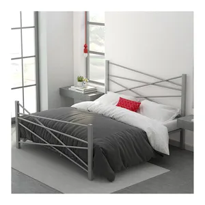 Großhandel könig bett rahmen metall plattform-King Metal Bett garnituren Modernes Design Eisen Bett rahmen Plattform mit Kopfteil Schlafzimmer möbel zum Verkauf