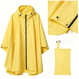 Fashion Yellow <strong>Poncho</strong> Raincoat <strong>Waterproof</strong> Portable Hooded Rain Cape <strong>for</strong> Outdoor Hiking <strong>Festival</strong> - Product Image 4
