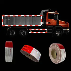 2 Inch White Red Edge Sealed Adhesive Truck Safety Retro Acrylic Reflective Stickers DOT-C2 Conspicuity Tape