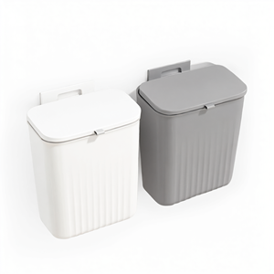 Cubo de Basura de Pared con Tapa, de Plástico Gris, para Baño, Cocina, Puerta de Armario, Ahorro de Espacio - Product Image 1