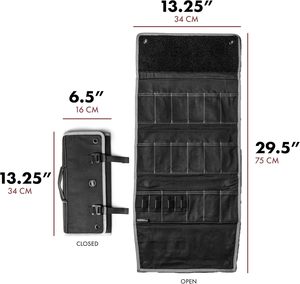 Échantillon gratuit, vente en gros d'usine, étui de chef personnalisé en toile, 10 emplacements pour couteaux et une grande poche zippée, sac à couteaux - Product Image 3