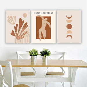 Pintura Abstracta Boho en Lienzo con Líneas de Coral, Figuras, Estilo <span class=keywords><strong>Matisse</strong></span> Beige, Impresión de Póster de Arte Mural, Pintura Decorativa - Product Image 4