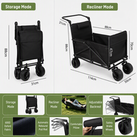 Chariot de camping d'extérieur avec capacité de charge de 150 kg, cadre pliable et fonction de repos inclinable