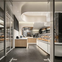 Hochwertige Multifunktionale Aluminium-Bäckereivitrine mit LED-Beleuchtung, Umweltfreundliche Luxuriöse Elegante Ausstellungsvitrine für Gewerbe