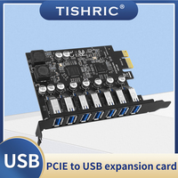 Carte adaptateur de bureau TISHRIC PCIE 1X 7 USB 3.0 Ports Carte contrôleur 4x 8x 16x SSD Adaptateur PCI-Express Slot Made Plastic PCBA