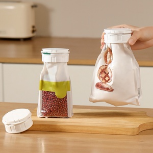 Sacs en plastique réutilisables avec fermeture hermétique pour garder les aliments frais, double ouverture, bec verseur, écologiques, clips de scellage pour sacs à collation - Product Image 1