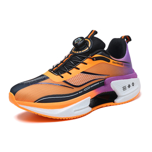 Chaussures de course performantes pour hommes à semelle épaisse respirante en maille avec plaque en fibre de carbone et système de laçage rapide sans nœuds, dégradé de couleurs - Product Image 1