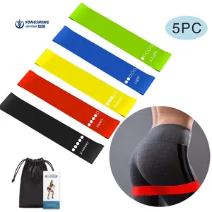 5-Piece High Resistance Custom Mini Loop Latex Exercise Bands Set Gym Fitness Strength Training and Stretch Exercises