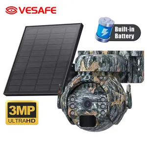 VESAFE IP66 PIR Solar Power IP Camera Mini Wireless Camouflage Hunting Solar Powered Battery Security Camera
