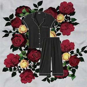 WanBao Comfortable Elegant Blue Custom Drawstring Pajama Sets Solid Colors Modal <b>Women</b> XL Viscose Material Summer Winter - Product Image 3