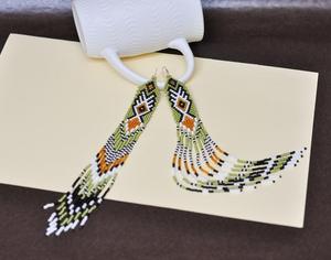   Pendientes de cuentas extra largos hechos a mano, estilo bohemio. - Product Image 1