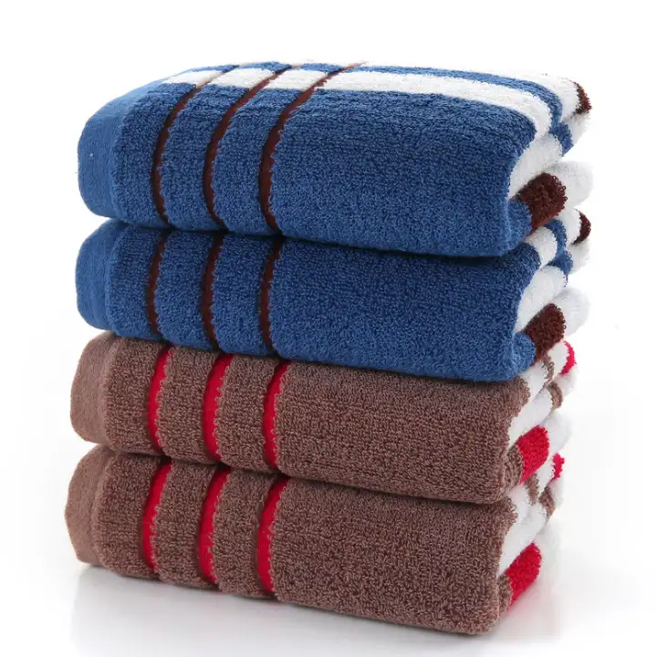 Asciugamano regalo Jacquard in puro cotone striscia blu caffè colore semplice asciugamano lavaggio viso asciugamano bagno domestico 34*75cm