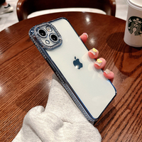 Coque de téléphone transparente en tpu scintillante galvanisée de luxe diamant pour iPhone 16 15 14 13 12 11 Plus Pro Max Cas