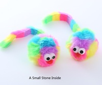 Jouet en peluche interactif pour chat en forme de souris, en fausse fourrure de lapin douce, avec son et pierre, vente en gros d'usine