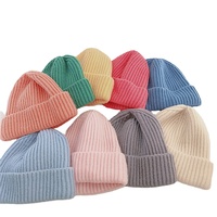 Caramelo Color sólido neón a granel de alta calidad personalizado etiqueta privada Oem bebé invierno niños sombrero niños colorido gorro de punto