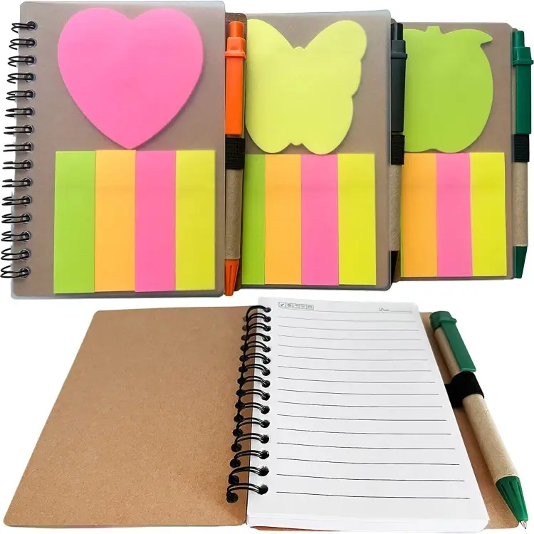 Aangepaste Notities Met Pen En Plaknotities Gepersonaliseerde Kleverige Notities Kraftpapier Notebook Mini Kleine Notebook