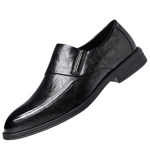Mocassins en cuir pour hommes à bout pointu, à enfiler, semelle souple, chaussures de mariage, couleur unie, pour tenue d'affaires formelle, collection automne - Product Image 5