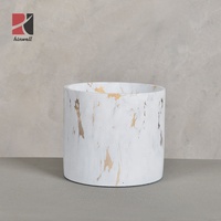 Pot Bunga Semen Modern HINWELL dengan Lapisan Kaca, Ukuran Kecil untuk Tanaman Indoor dan Outdoor