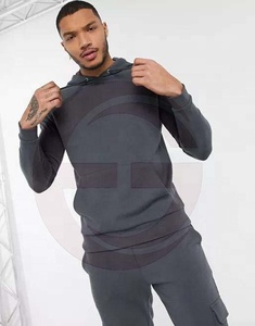 Survêtement 2 pièces pour hommes, ensemble survêtement en molleton, couleur unie, collection automne-hiver - Product Image 3