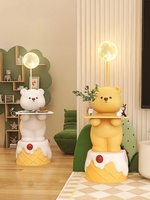 HJ HOME Vente à Chaud Petite Table à Thé LED Lampadaire Crème Vent Ours Joli Dessin Animé pour Salon Décoration Lampadaire