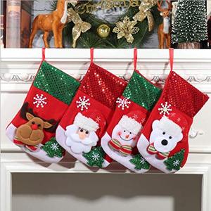 Calcetín Navideño con Lentejuelas, Diseño de Santa Claus, Bolsa de Regalo, Decoración para Colgar en <span class=keywords><strong>la</strong></span> Chimenea, Adorno para Árbol de Navidad, para Fiestas Navideñas - Product Image 1