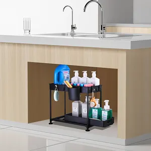 Kitchen Cabinet Organizer Under Sink Shelf Storage Organizer Pull Out Drawer Basket Organizer