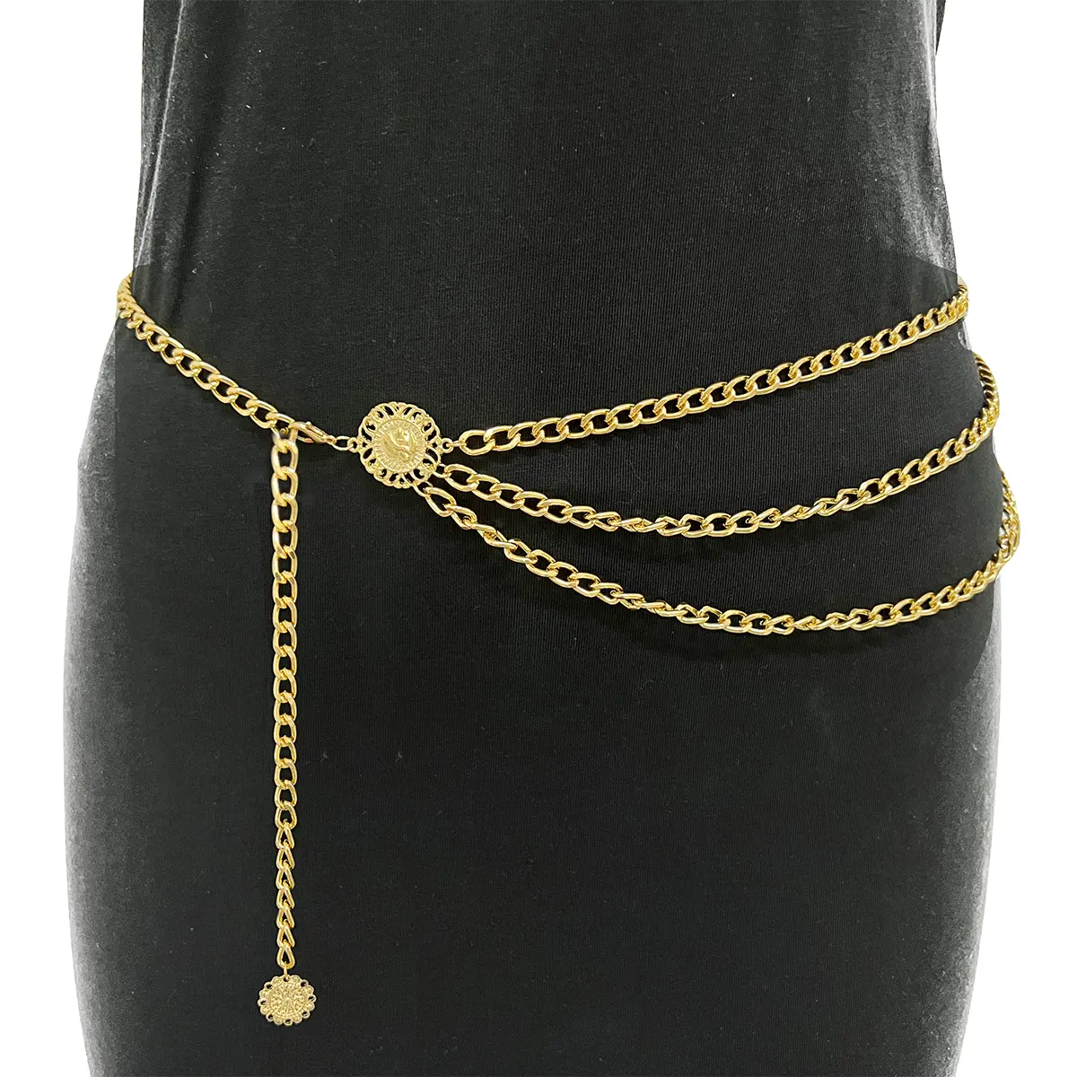 Adjustable Women Long Belt Body Belly Jewelry for Dresses Jeans Trousers Multilayer Metal Waist Chain Belt for Women