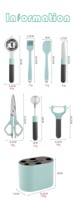 Ensemble de 8 ustensiles de cuisine en acier inoxydable pour la cuisson, accessoires de rangement de cuisine, ensemble d'ustensiles de cuisine en silicone