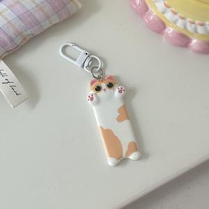 Hars Cartoon Leuke Lange Kat Sleutelhanger Kawaii Anime Kat Sleutelhanger Mobiele Telefoon Ketting Charms Hanger Decor Accessoires Paar Geschenken - Product Image 2
