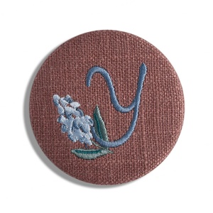 Fabric Embroidery Custom Logo Letter Flower Pattern Single Side Tin Badge Round Small <b>Compact</b> Pocket <b>Mirror</b> - Product Image 4