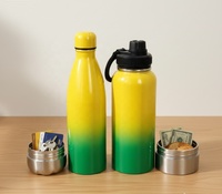 Bouteille d'eau sport isotherme en acier inoxydable de 32 oz avec compartiment de rangement caché au fond et bol d'alimentation pour animaux de compagnie