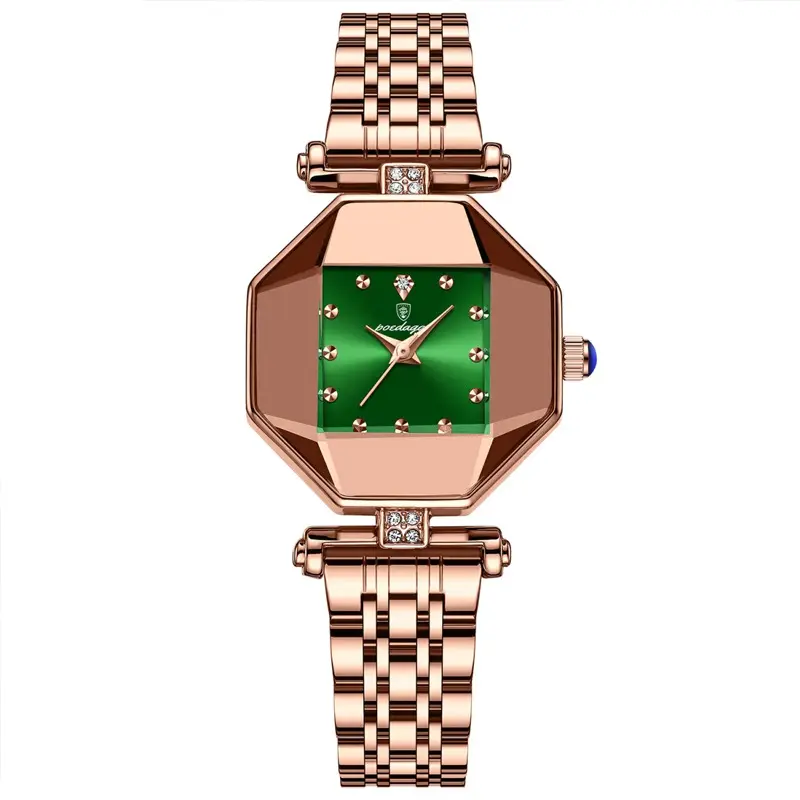 POEDAGAR, reloj resistente al agua para mujer, reloj cuadrado pequeño verde, ambiente de moda de lujo, reloj de cuarzo de aleación de cristal de negocios, 16mm