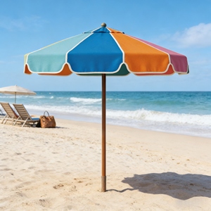 Parasol commercial d'extérieur en fer avec mât central, coloré, pour jardin, terrasse, café, pont et zones de loisirs côtiers - Product Image 3