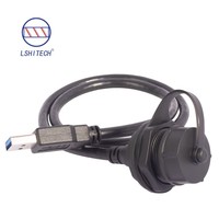 Cable Circular USB2.0/3.0 Impermeable IP67 de Lshitech, Conector Hembra a Macho, Longitud Extendida de 1.5-5 Metros